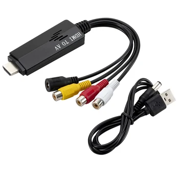 

1080P HDMI 1Pc Usb Male Plug To 3 Rca Female Adapter Audio Converter Video Av A/V Cable Usb To Rca Cable for VCR DVD TV