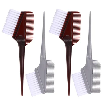 

4pcs Hairdressing Hair Coloring Brush Tool Professional Barber Shop Hair Tools Brushes for Dye Hair(2pcs Siliver, 2pcs Brown)