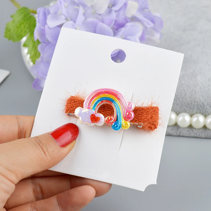 5 hair clip Стильный, с блеском радуги Todder резинка для волос/заколки для волос набор эластичных резинок для волос для маленькой девочки картонная детская шпилька - Цвет: 5 hair clip