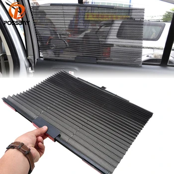 

POSSBAY Retractable Black Car Retractable Curtain Side Window Sun Shade Windshield Sunshade Shield Visor Black Mesh Curtains