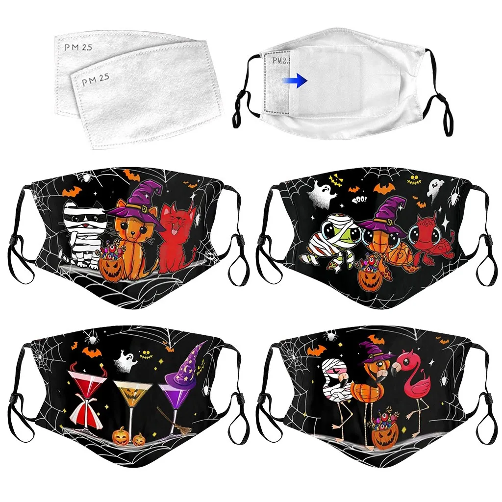 

Unisex Halloween Outdoor Face Washable Breathable Reusable 1 Mask +2PC Filter Bandage Mascarilla reutilizable cycling accessorie