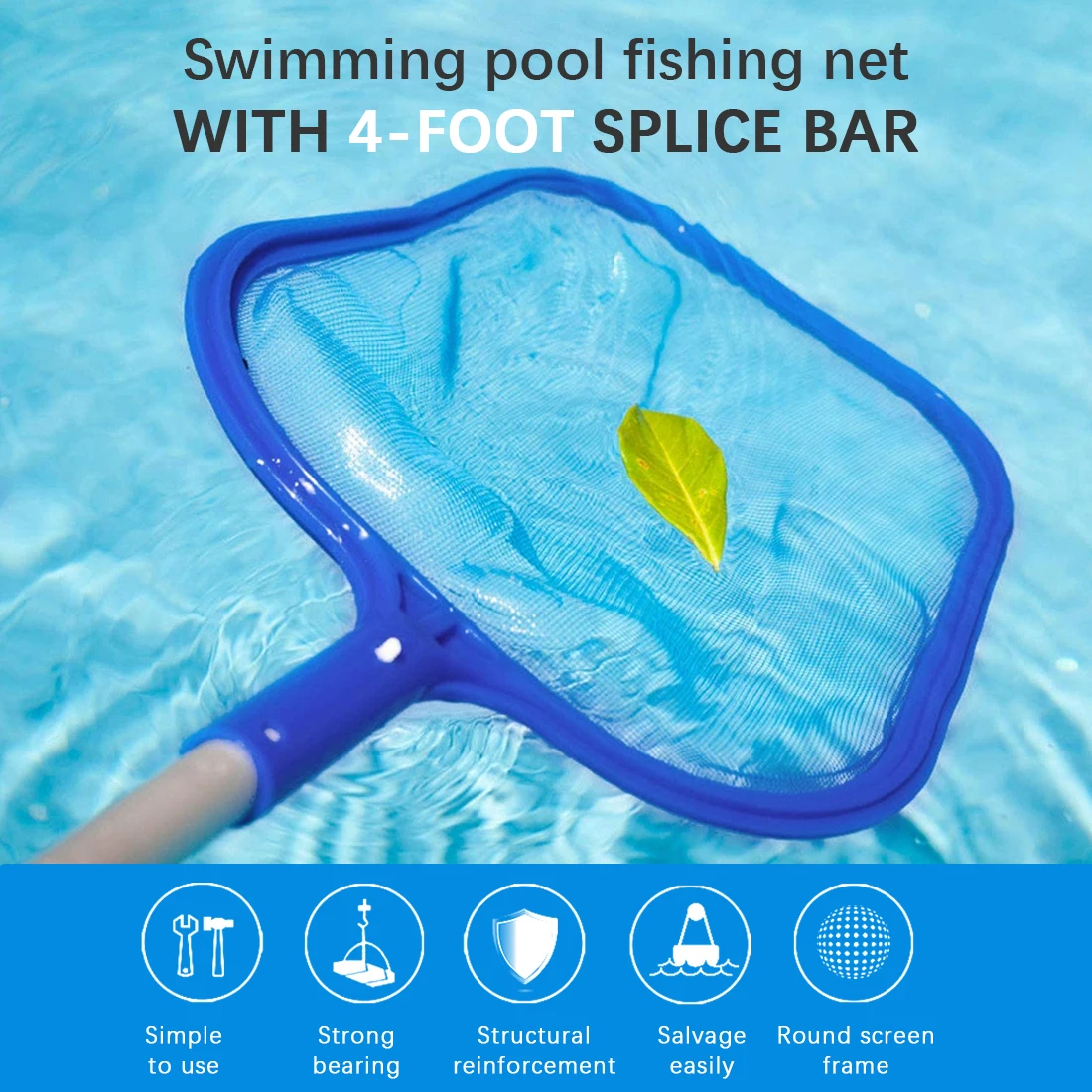 

Pool Leaf Cleaning Net 1pcs Blue Pool Cleaning Net Skimmer Skimmer with Telescopic Pole Detachable for Swimming Pool Fish Pond