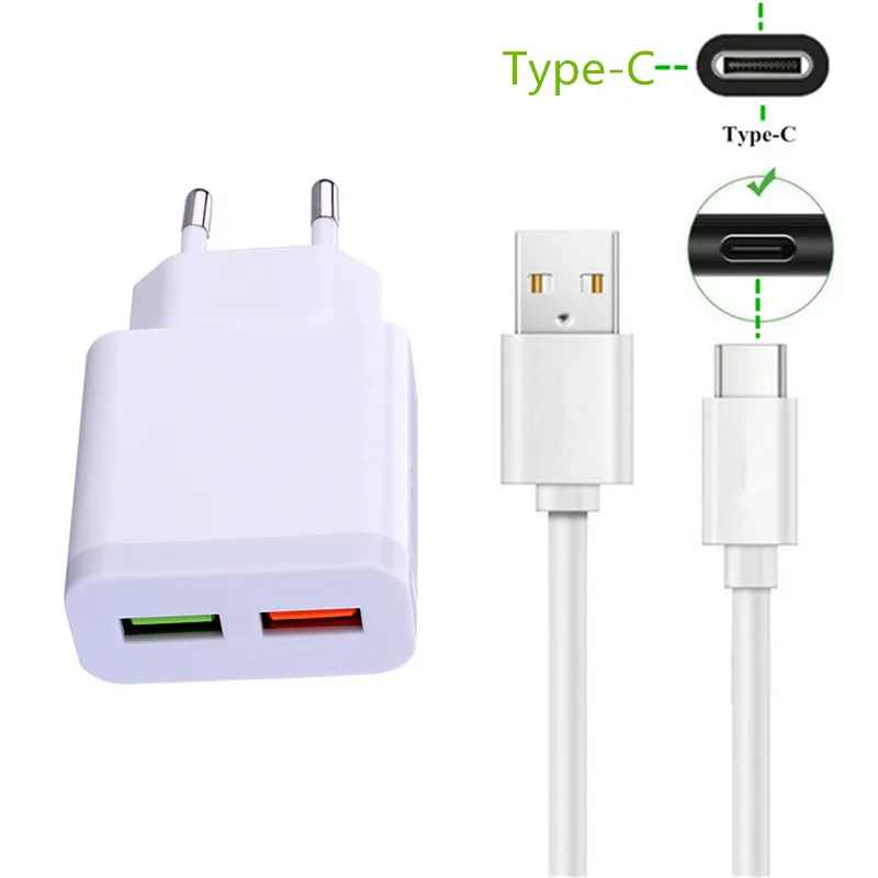 Зарядный кабель USB Type-C 1 м настенное зарядное устройство для Samsung Galaxy S9 Note 10 A50 A5 A7