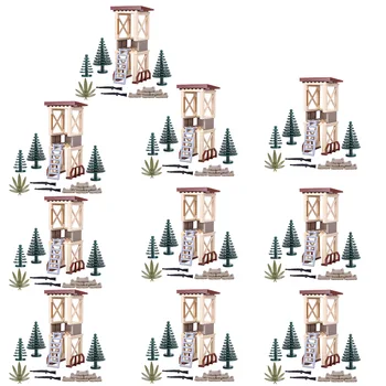 

10Pcs DIY Small Particles Building Blocks Guard Tower Military Figures Lookout Tower Building Blocks For Kids