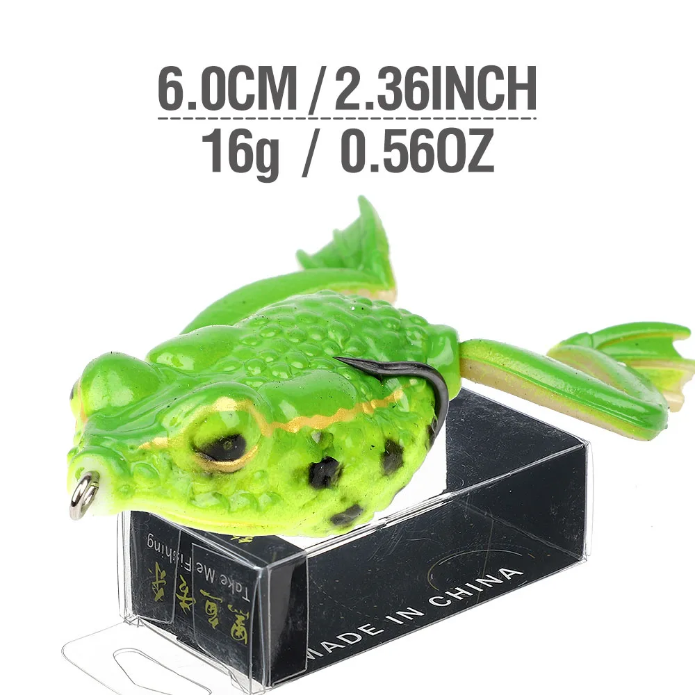 DONQL высокое качество мягкой лягушки рыболовные приманки, 1 шт. в партии, 6 см 16g Силиконовый приманка воды Рэй лягушка с двойными крючками похожая на настоящую приманки для рыбалки - Цвет: Green