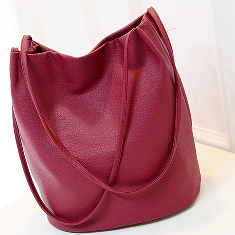 

Large Capacity Casual Tote Women's Handbag Soft PU Shoulder Bags Brand Designer Simple Solid Color Crossbody Bags For Women