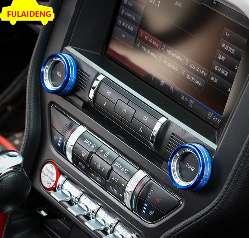 2 шт. для Ford Mustang- алюминиевый сплав регуляторы состояния воздуха кнопка кольцо Крышка отделка автомобиля аксессуары для укладки