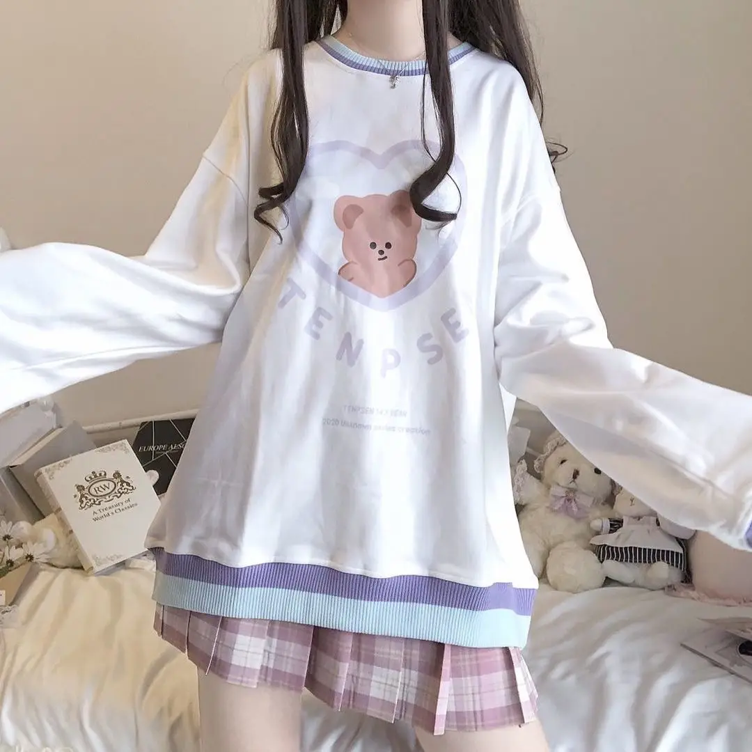 2021 Autumn Bear Hoodies Femme Patchwork Pullovers Sweatshirt Women Fashion Kawaii Clothes MINGLIUSILI Casual Long Sleeve Top 2021 Autumn Bear Hoodies Femme Patchwork Pullovers Sweatshirt Women Fashion Kawaii Clothes MINGLIUSILI Casual Long Sleeve Top