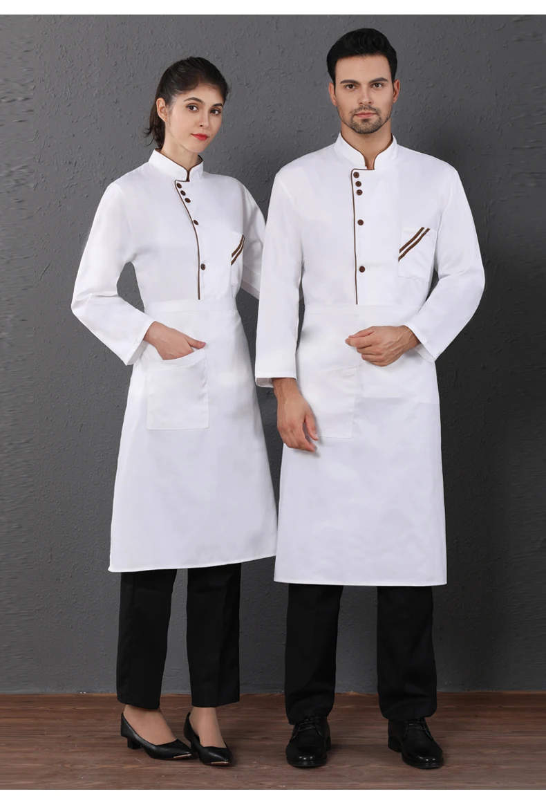 Длинный рукав шеф униформа для мужчин и женщин кухня поварской китель отель кафе Парикмахерская барбекю Рабочий костюм свободный шарф подарок