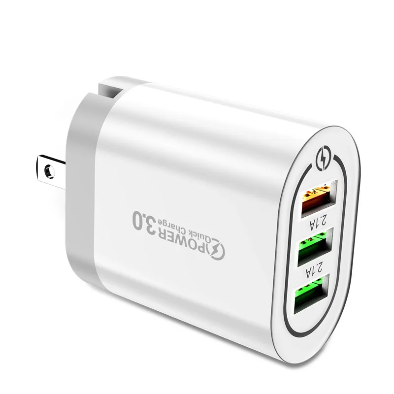 USLION 5 в 3 А USB зарядное устройство для iPhone X 8 7 3 порта быстрое настенное зарядное устройство EU/US переходник для samsung S9 Xiaomi зарядное устройство для мобильного телефона - Тип штекера: White - US Plug