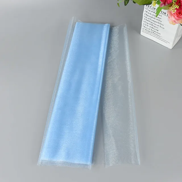 5/10m Wedding Decoration Tulle Roll Crystal Organza Sheer Fabric For Birthday Party Backdrop Wedding Chair Sashes Decor Yarn Sky blue