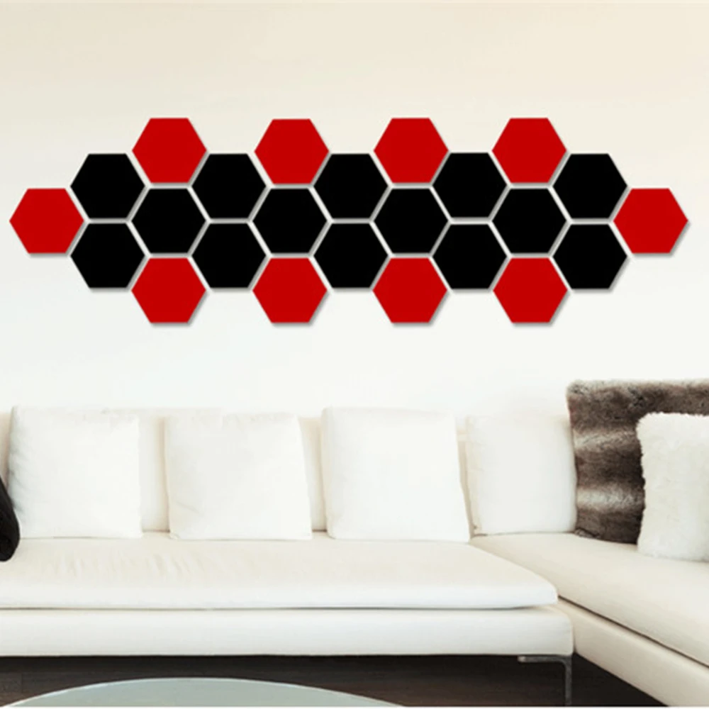 6/12pcs 3D Mirror Wall Sticker Hexagon Decal Home Decor DIY Self-adhesive Mirror Decor Stickers Art Wall Decoration 126mm Large