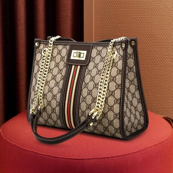 

French Large capacity Tote bags Women Fashion Shopping Bag Retro lock Messenger Bags Luxury Brand Design Lady Chain Clutches Bag