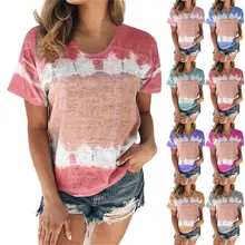 Летняя женская блузка 2021, модная свободная футболка с круглым вырезом и коротким рукавом Летняя женская блузка 2021, модная свободная футболка с круглым вырезом и коротким рукавом
