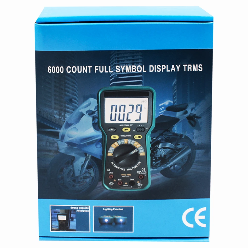 2900B AUTO Digital Car Multimeter 6000 Counts True RMS AC/DC Volt Amp Ohm Dwell Angle Rotational Speed Tester Update
