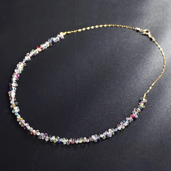 

DMCBS055 Yellow 18K Gold Color Sapphire Necklace Customized design clavicle chain
