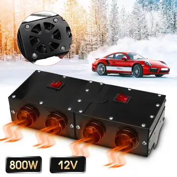 

800W 12V Car Heater Fast Heating Fan 4 Outlet Dual Control Window Windshield Demister Defroster for Truck Van Caravan Windscreen