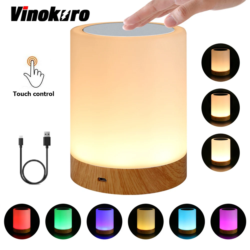 

7 Color LED Night Light Bedside Table Lamp Dimmable Gift Lights Touch Pat USB Charging Children Bedroom Lamps Holiday Decoration