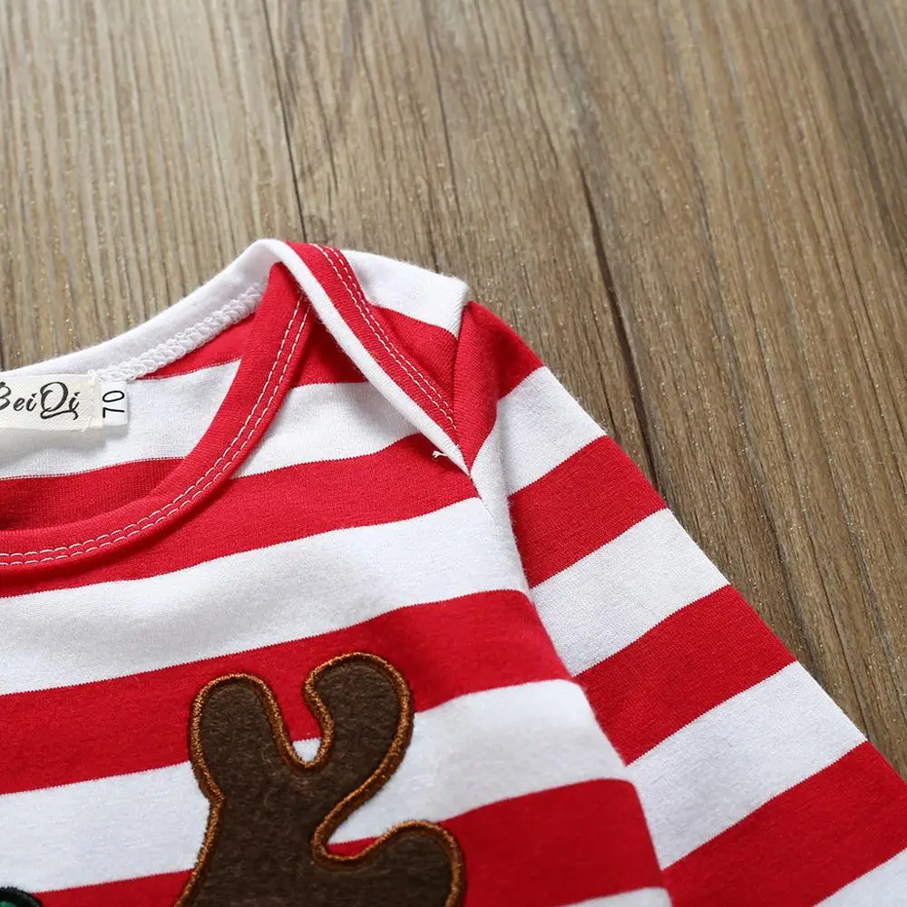 Одежда для новорожденных Рождественский комбинезон в полоску с рождественским