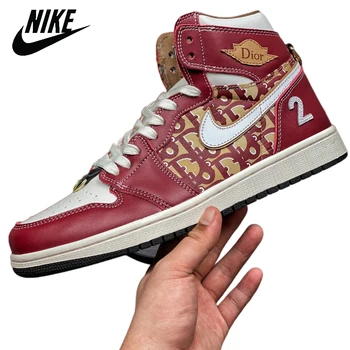 

Original Nike Dior x Air Jordan 1 High aj1 Men's Basketball Shoes Women Jordan Brand Wings Sports Sneakers Size 36-46 CN8607 601