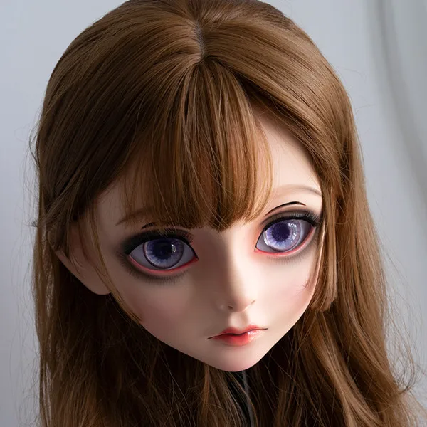 LiLi Mask-29) милая девушка Смола половина головы настроить Косплей Японская ролевая игра Аниме Силиконовые кигуруми маска Трансвестит кукла - Цвет: mask29 with wig