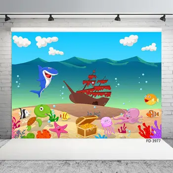 

Underwater Sea World Animal Child Birthday Party Photography Background Baby Newborn Photo Booth Studio Props Photocall Backdrop