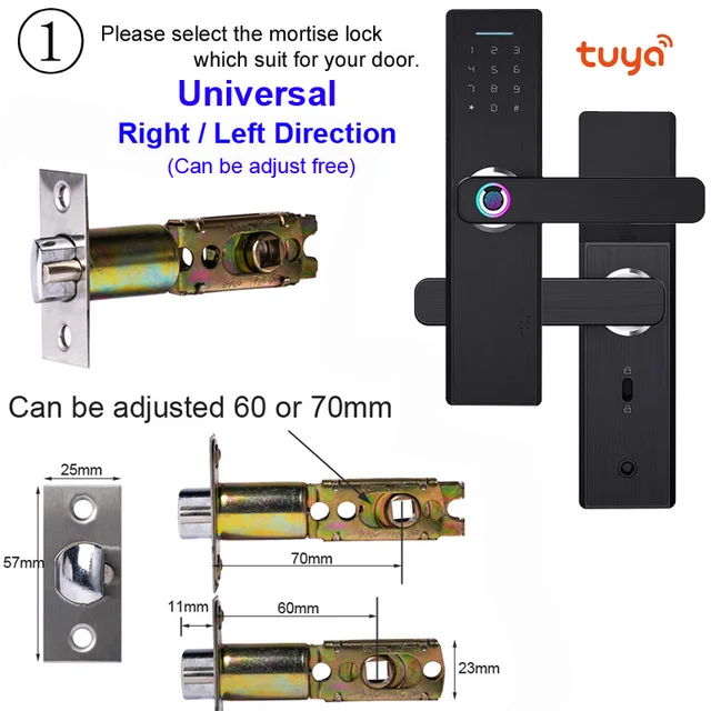 RAYKUBE Wifi Electronic Door Lock With Tuya APP Remotely / Biometric Fingerprint / Smart Card / Password / Key Unlock FG5 Plus Single Tongue