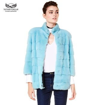 

2019 Fashion Real Mink Fur Jacket For Women With Stand Collar Whole Skin Natural Mink Fur Coats Woman Winter Warm Outwear