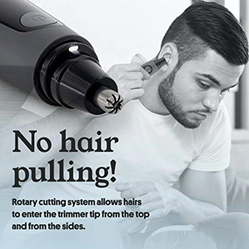 Professional Waterproof Nose Hair Trimmer, Men's Shaving Nose with LED Lights, Black