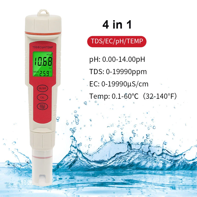 tape measure toolstation New 4 in 1 PH/TDS/EC/Temp Digital PH Meter ATC PH Tester 0.01 Resolution High Accuracy Water Quality for Water Wine Spa Aquarium steel tape measure