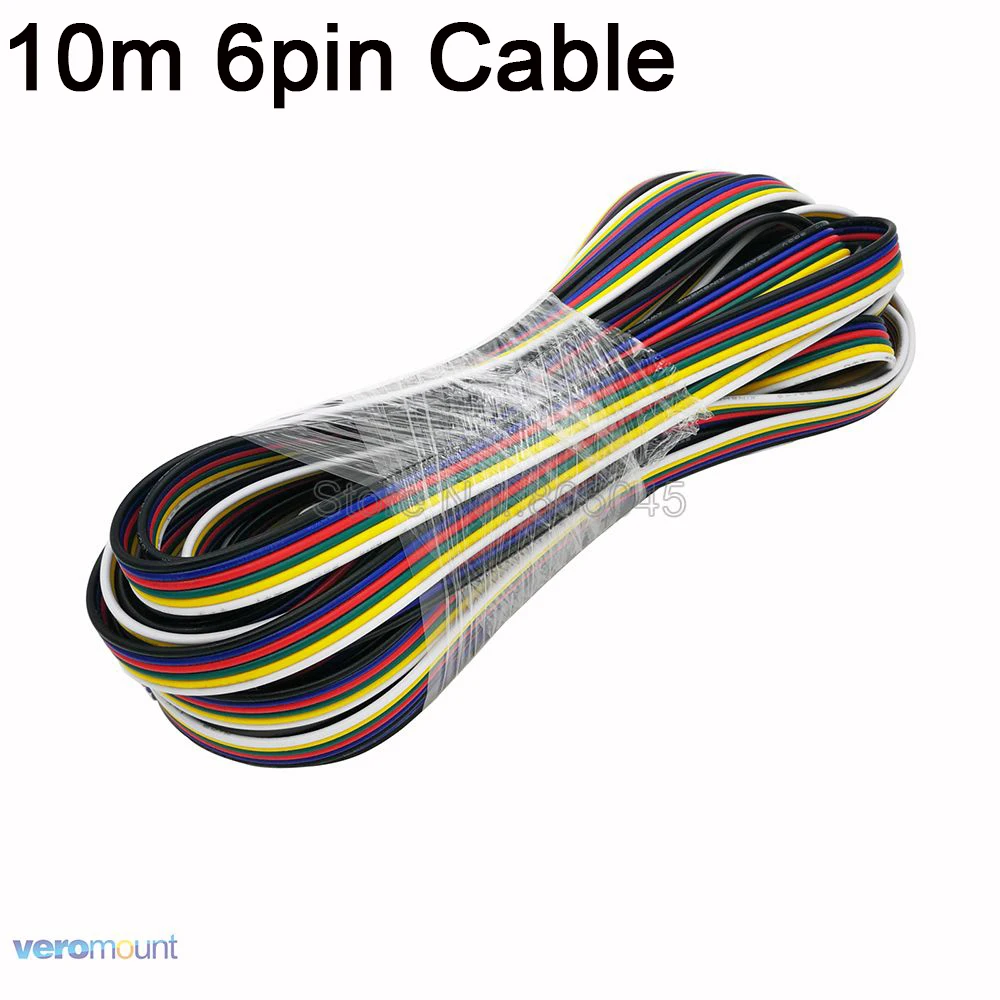 10 м/лот 2pin 3pin 4pin 5Pin 6pin 22AWG удлинитель электрические провода с разъемом светодиодный разъем для 5050 RGBW RGB CCT одиночный Цвет Светодиодная лента - Цвет: 10m 6pin Cable