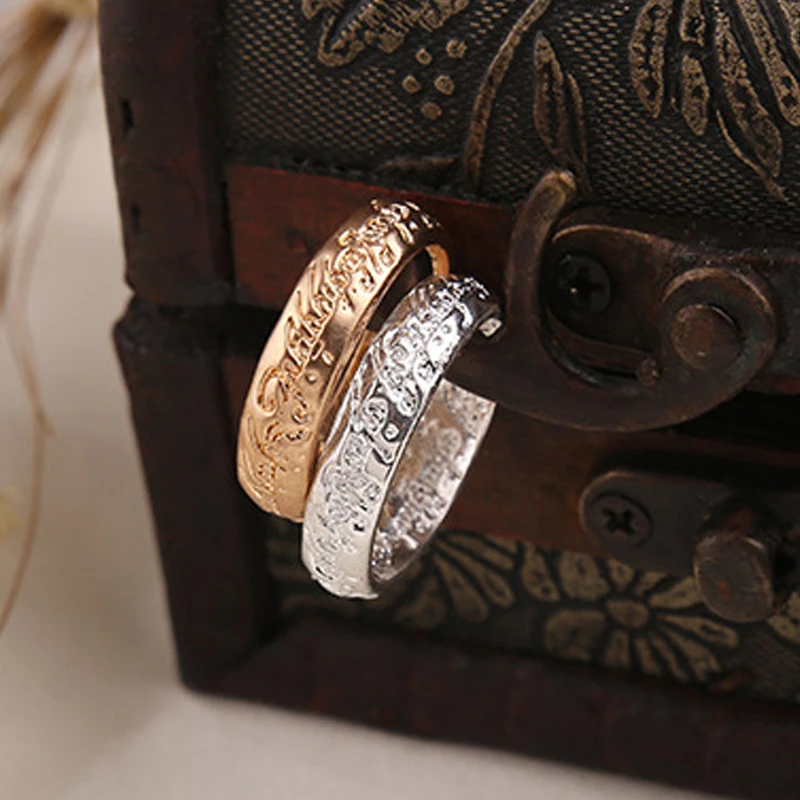 Joyería de película para hombres y mujeres, venta al por mayor, anillo de elfos de potencia, Bolsón, letras Tolkien, Color dorado y plateado| Anillos| - AliExpress
