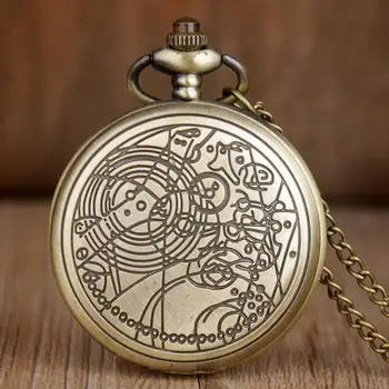 

Gold Pocket Watch Retro Bronze Doctor Quartz Pocket Watch Fashion Best Gift Necklace Pendant Steampunk