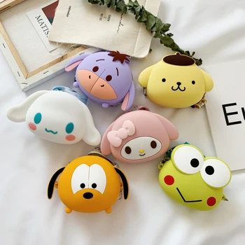 

Women Silicone Mini Handbags Children Cute Cartoon Clutch Bags Simple Small Crossbody Bags Casual Ladies Round Shoulder Bags
