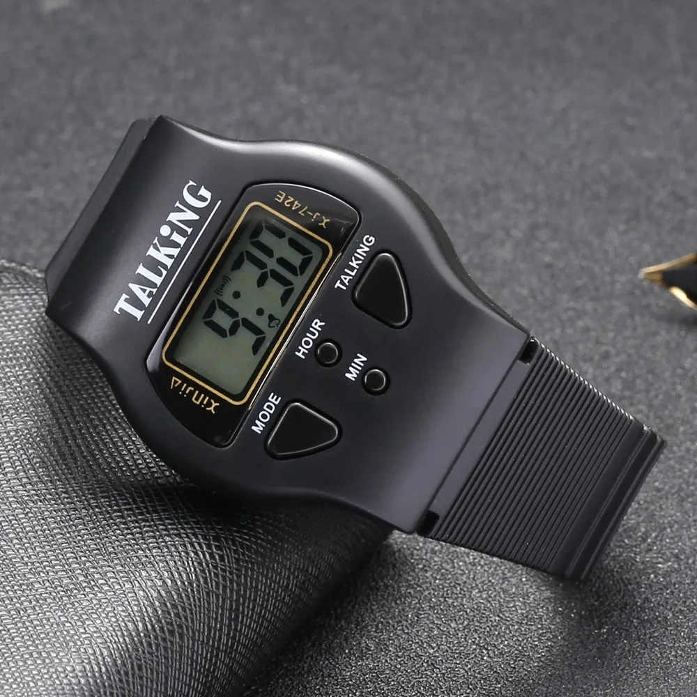Orologio da polso parlante francese orologio sportivo elettronico con allarme 742F