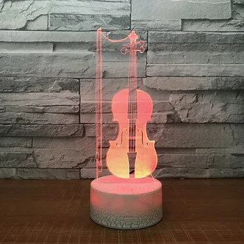 

Violin LED RGB Night Light 7 Color Change Desk Light 115 Action Figure PVC Kids Toys Brinquedos Christmas Gift