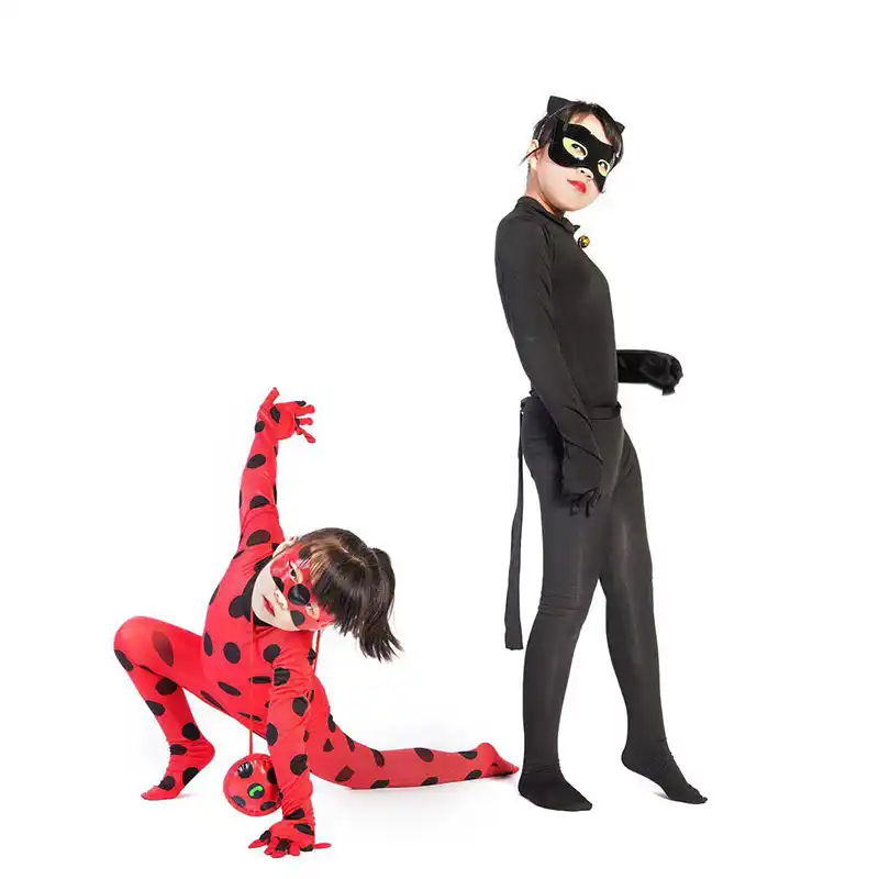 Child Black Cat Noir Cosplay Costume Magic Halloween Christmas Jumpsuit Boy Adrian Marinette Super Hero Cosplay