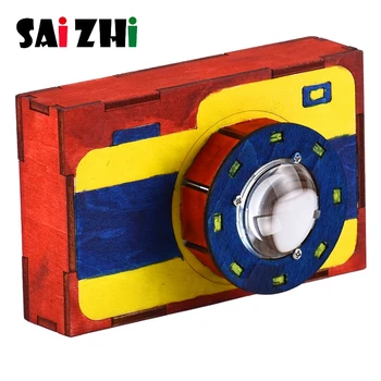

Saizhi DIY Wooden Convex Lens Camera Interesting Science Experiment Camera Model Hand Small Hole Imaging Teaching Aid