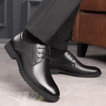 

Men's shoes leather men's business dress shoes wedding banquet shoes men's fashion wild casual black work shoes
