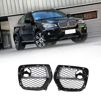 

Front Bumper Fog Lamps Grille Replacement Mesh Grill with Trim Molding Decor Cover for BMW X6 E71 2012-2014 51117312605 51117312