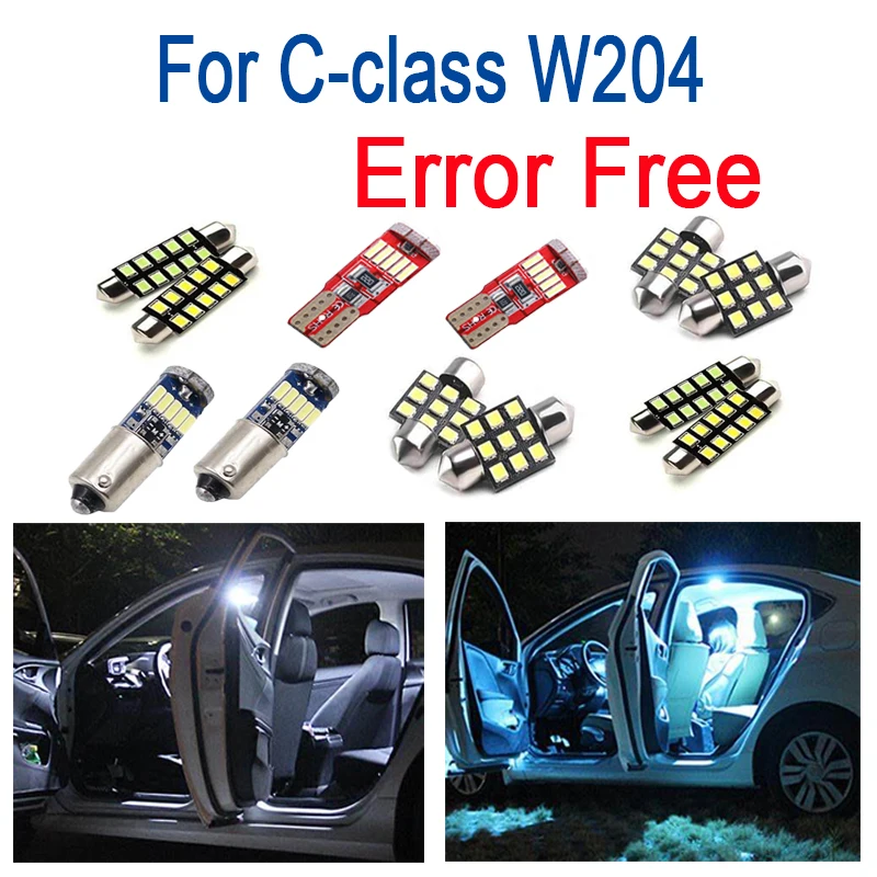 

19pcs LED License plate Bulb + Interior map Lights Kit For Mercedes C class W204 Sedan C230 C250 C280 C300 C350 C63 AMG (08-14)