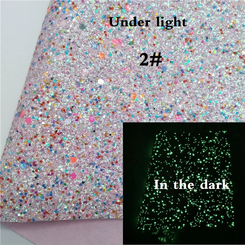 Glitterwishcome 21X29 см A4 Размер светится в темноте ткань gilter, плотная блестящая кожа, блестящая ткань винил для луков, GM531A - Цвет: 2
