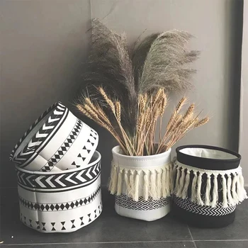

1pc Macrame Tassel Boho Decor Desktop Storage Organizer Sundries Storage Box Cabinet Basket cartoon make up organizer dropship