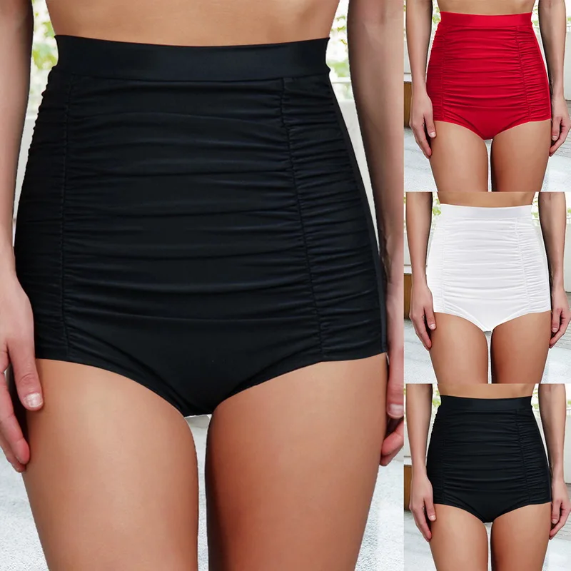 

Bikini Bottom Brazilian Swimwear Women High Waisted Swim Bottom Ruched Tankini Swimsuit Briefs Plus Size Swimming Pants