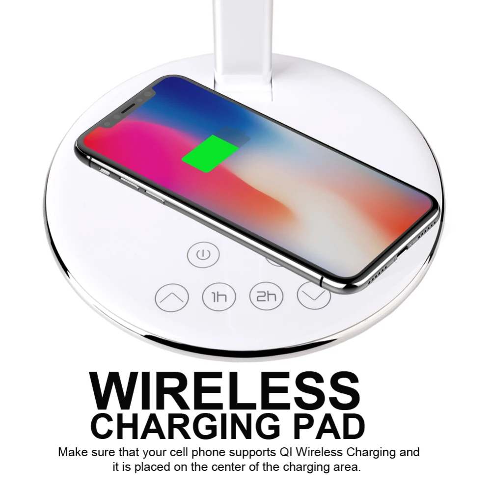 

LED Touch On/off Switch Desk Lamp Eye Protection Reading Dimmer Rechargeable USB Led Table Lamps QI Wireless Phone Charger