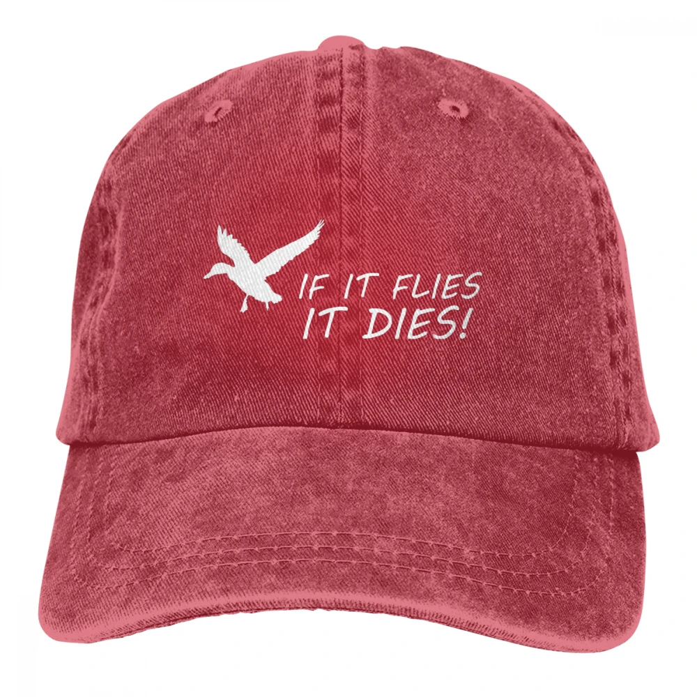 Если он летит, он умрёт Casquette черный унисекс Мужские Женские джинсовые бейсболка с ремешком кепки Регулируемая шляпа для гольфа папа