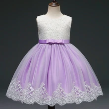 Кружевное платье принцессы для маленьких девочек от 12 до 18 месяцев, От 2 до 4 лет, наряд для дня рождения без рукавов красного и лавандового цвета праздничные платья для девочек, 2A5D
