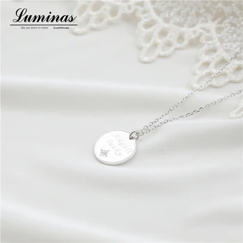

Luminas Authentic 925 Sterling Silver DIY Letter Word Round Necklace Ladies Natural Lucky Jewelry Pendant Charm
