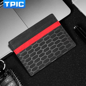 

For Mercedes W204 BMW E46 E90 Audi Mustang Alcantara Bank Credit ID Card Holder Card Package Coin Purse Men Wallet Thin Case