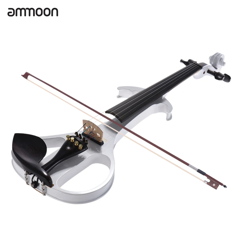 

ammoon VE-209 Full Size 4/4 Solid Wood Silent Electric Violin Fiddle Maple Ebony Fingerboard Tailpiece with Bow Hard Case Tuner